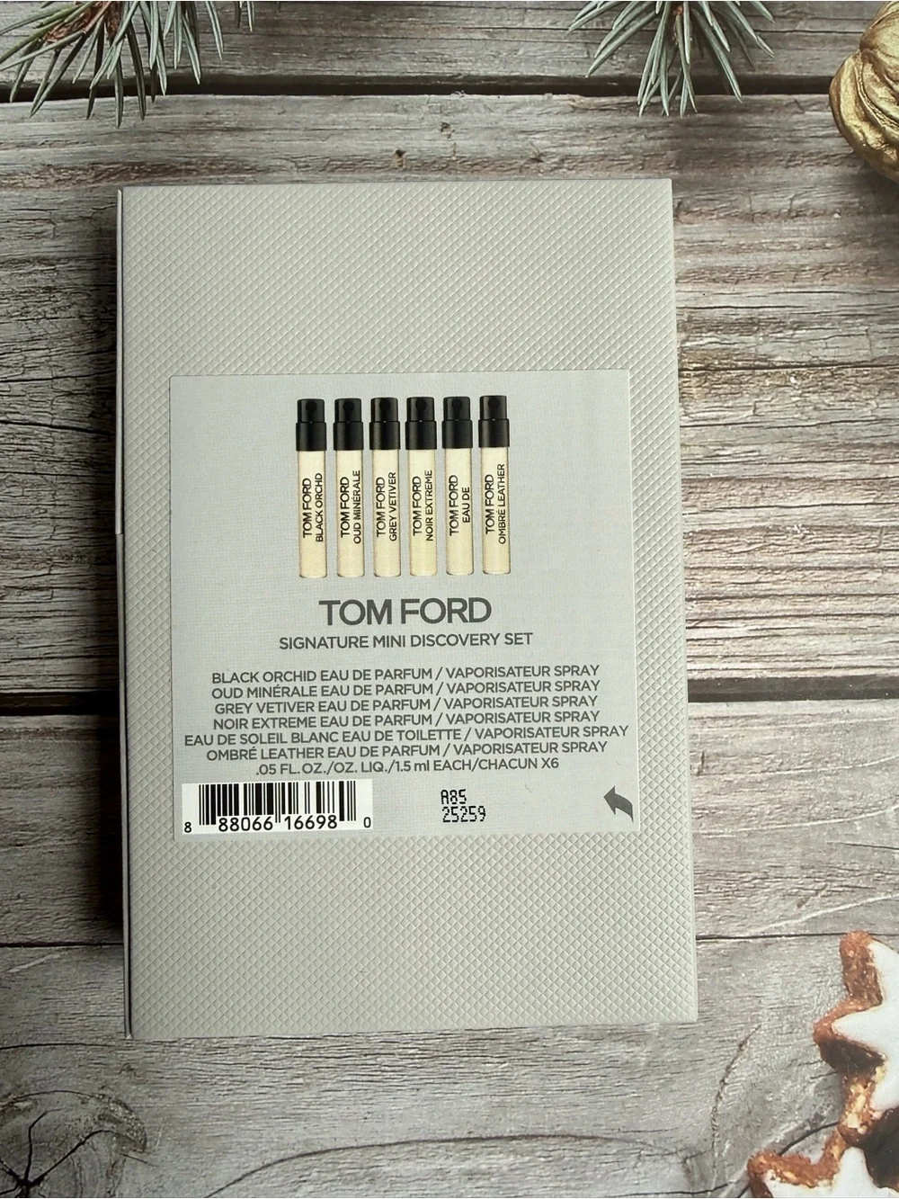 6pc Tom Ford Signature Discovery Set Black Orchid Ombre Leather Grey Vetiver NIB